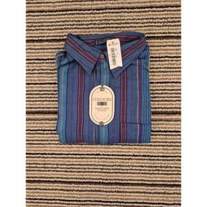 Colours by Alexander Julian Mens XL Striped‎ Cotton Button Down Shirt VTG NWT